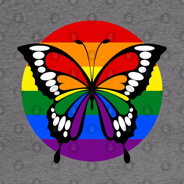 Button Rainbow Flag Stripes Butterfly Silhouette by EDDArt